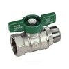 Кран шаровой латунь хром R254W Ду 32 Ру35 ВР/НР бабочка зеленая Giacomini R254WX026 — 1