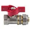Кран шаровой латунь никель 1016 Euro Дн 20х1/2" Ру16 ВР/обжим бабочка красная Aquasfera 1016-02 . — 7