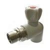 Клапан (вентиль) PP-R запорный серый Дн 25х3/4" Ру25 НР угловой для радиатора RTP (РосТурПласт) 15823, миниатюра — 0